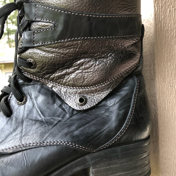 Dromedaris KARA boots black leather combat style - Picture 2 of 8